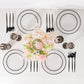 10 Pack Clear Regal Disposable Salad Plates With Black Rim, 7" Round Plastic Appetizer Dessert Plates