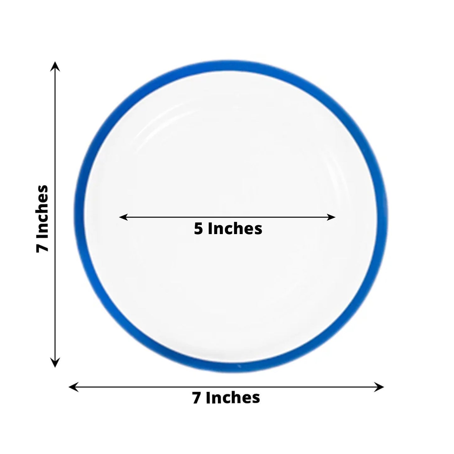 10 Pack Clear Regal Disposable Salad Plates With Blue Rim, 7" Round Plastic Appetizer Dessert Plates