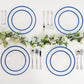 10 Pack Clear Regal Disposable Salad Plates With Blue Rim, 7" Round Plastic Appetizer Dessert Plates