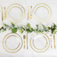 10 Pack Clear Regal Disposable Salad Plates With Gold Rim, 7" Round Plastic Appetizer Dessert Plates