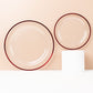 10 Pack Clear Regal Disposable Salad Plates With Red Rim, 7" Round Plastic Appetizer Dessert Plates