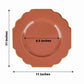 11" rust terracotta disposable dinner plate with gold rim