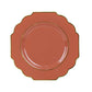 Rust terracotta dessert plates with gold rim, 10 pack. #whtbkgd