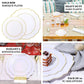 Burgundy hard plastic Baroque dinner plates with gold rim. Pack of 10.