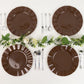 10 Pack 11" Cinnamon Brown Heavy Duty Large Disposable Dinner Plates with Gold Ruffled Rim, Hard Plastic Disposable Round Dinnerware