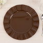 10 Pack 11" Cinnamon Brown Heavy Duty Large Disposable Dinner Plates with Gold Ruffled Rim, Hard Plastic Disposable Round Dinnerware