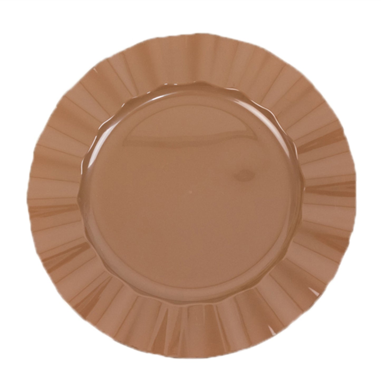 10 Pack 11" Heavy Duty Large Disposable Dinner Plates with Gold Ruffled Rim, Coffee Brown Hard Plastic Disposable Round Dinnerware