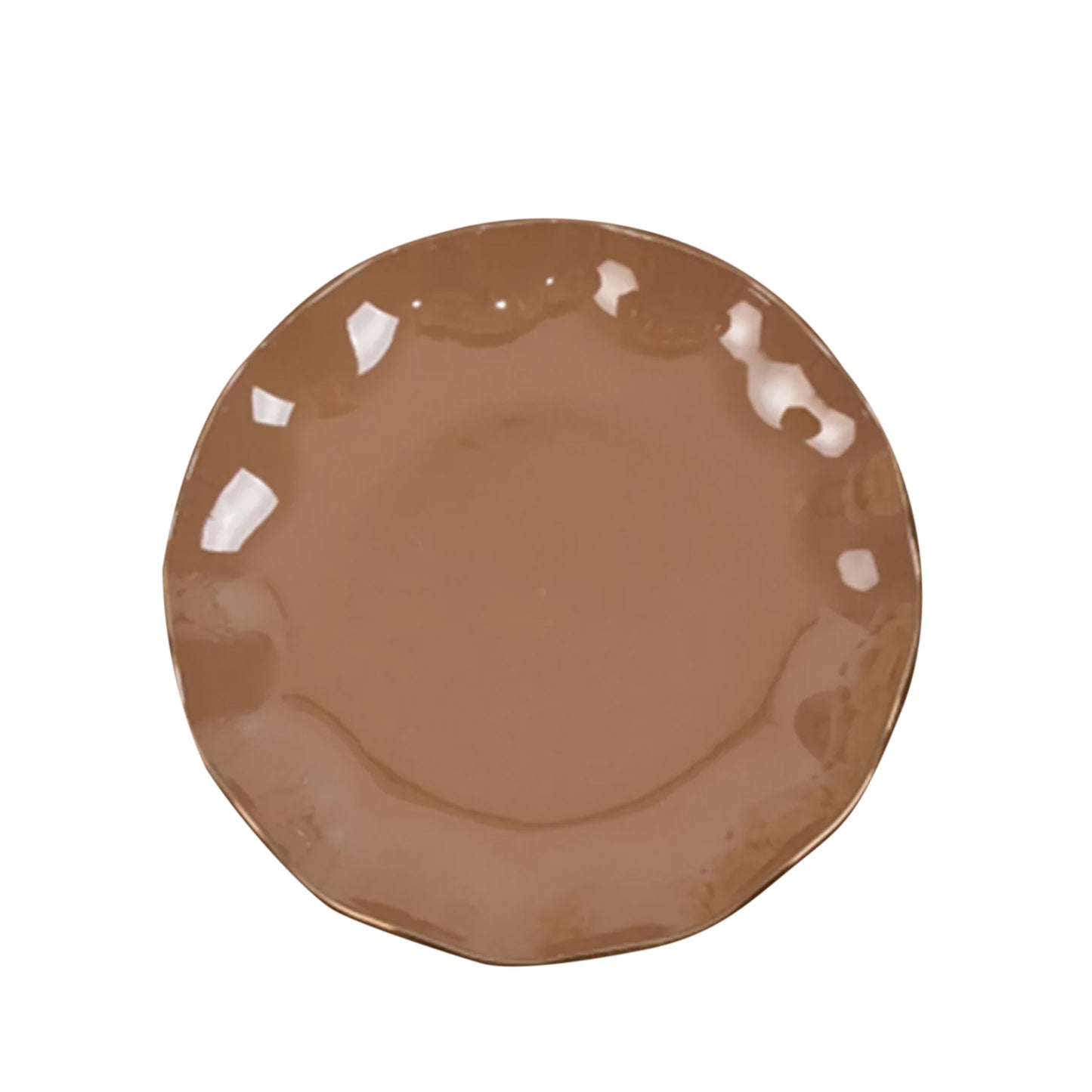 10 Pack 6" Heavy Duty Disposable Salad Plates with Gold Ruffled Rim, Coffee Brown Disposable Round Dinnerware