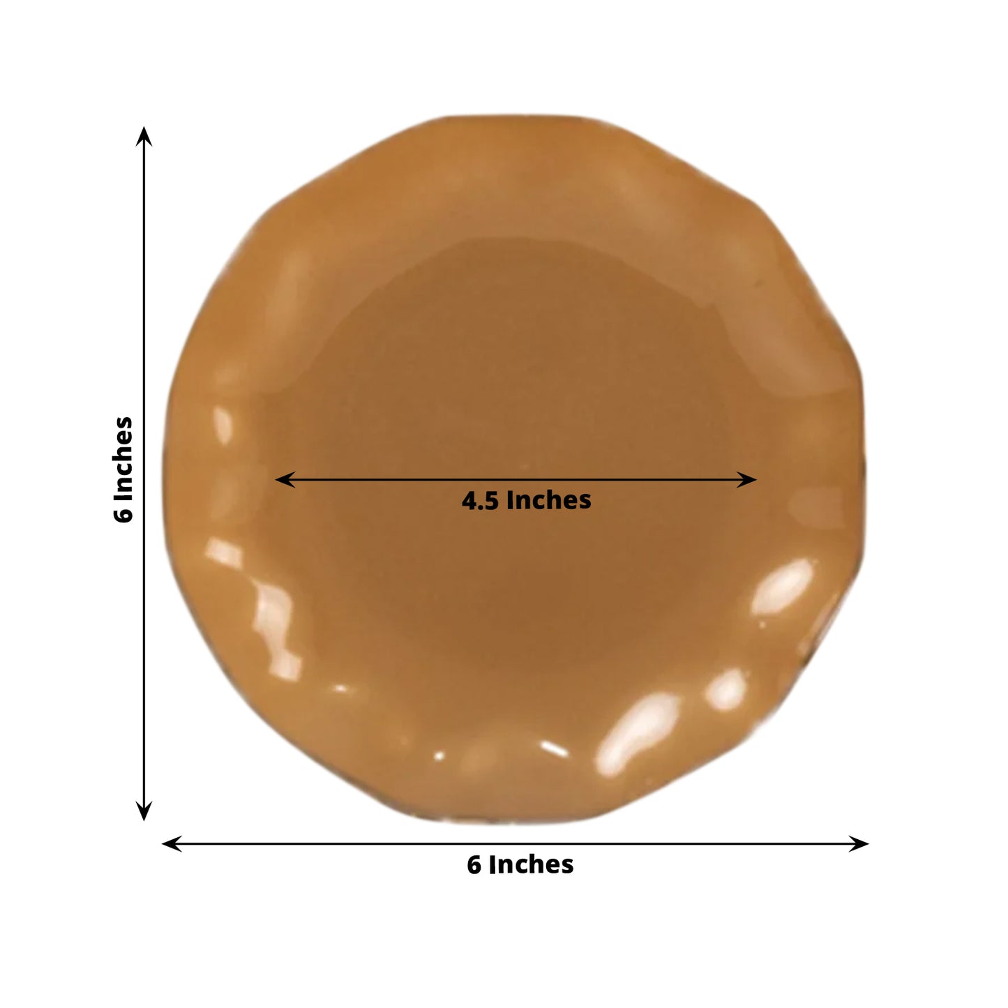 10 Pack 6" Gold Heavy Duty Disposable Salad Plates with Gold Ruffled Rim, Heavy Duty Disposable Appetizer Dessert Dinnerware