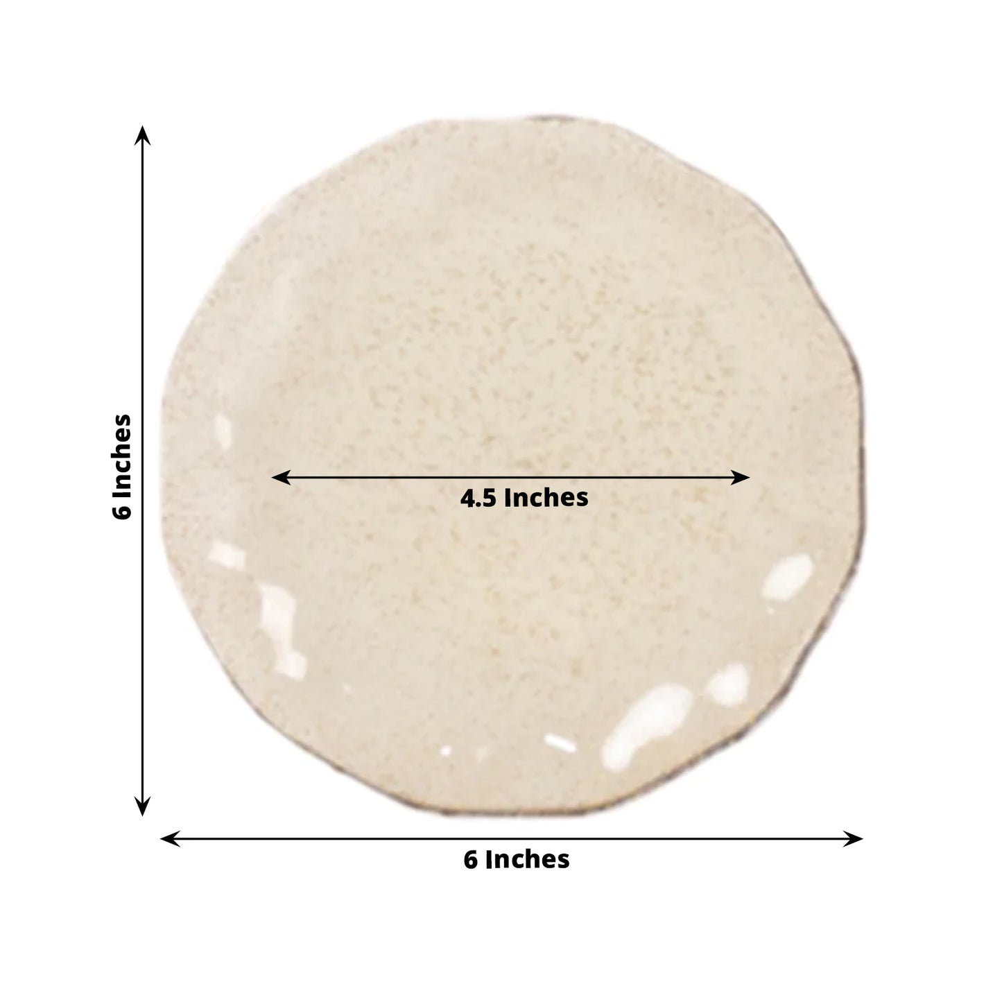 10 Pack Gold Glitter Plastic Salad Plates with Ruffled Rim, Transparent Heavy Duty Disposable Round Appetizer Dessert Dinnerware 6"