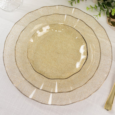 Effortless Cleanup with Disposable Gold Glitter Clear Dessert Plates