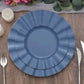 9" Ocean Blue Dinner Plates with Gold Ruffled Rim, Heavy Duty Disposable Dinnerware