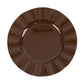 Cinnamon brown heavy duty disposable dinner plate with gold ruffled rim.