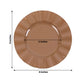 Coffee brown heavy duty disposable dinner plate with gold ruffled rim.