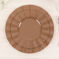 Coffee brown heavy duty disposable dinner plates with gold ruffled rim.