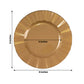 Gold heavy duty disposable dinner plate with ruffled rim, 9 inches.