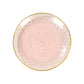 10 Pack Transparent Blush Hammered Plastic Salad Plates with Gold Rim, 7" Round Disposable Appetizer Dessert Plates