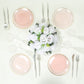 10 Pack Transparent Blush Hammered Plastic Salad Plates with Gold Rim, 7" Round Disposable Appetizer Dessert Plates