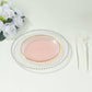 10 Pack Transparent Blush Hammered Plastic Salad Plates with Gold Rim, 7" Round Disposable Appetizer Dessert Plates