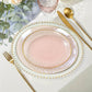10 Pack Transparent Blush Hammered Plastic Salad Plates with Gold Rim, 7" Round Disposable Appetizer Dessert Plates