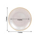 7" round transparent pearl white swirl plate with gold rim. Elegant party dish.