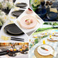 10 Pack | 8" Gold Round Plastic Dessert Plates With Gold Rim, Disposable Appetizer Salad Party Plates