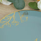 Set of 20 Dusty Blue Plastic Dinner Dessert Plates With Metallic Gold Floral Design, Disposable Round Party Plates - 8",10"