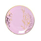 Set of 20 Lavender Lilac Plastic Dinner Dessert Plates With Metallic Gold Floral Design, Disposable Round Party Plates - 8",10"