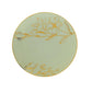 Set of 20 Sage Green Plastic Dinner Dessert Plates With Metallic Gold Floral Design, Disposable Round Party Plates - 8",10"