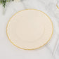 10 Pack | 10" Ivory / Gold Flair Rim Plastic Dinner Plates, Round Disposable Party Plates