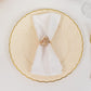 10 Pack | 10" Ivory / Gold Flair Rim Plastic Dinner Plates, Round Disposable Party Plates