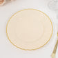 10 Pack | 10" Ivory / Gold Flair Rim Plastic Dinner Plates, Round Disposable Party Plates