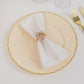 10 Pack | 10" Ivory / Gold Flair Rim Plastic Dinner Plates, Round Disposable Party Plates