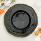 9" Black and Gold Scalloped Rim Disposable Dinner Plates, 10 Pack.