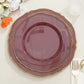 Elegant burgundy plate with gold trim, perfect for dining and decor.