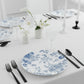 10-Pack French Toile Plastic Party Plates – Blue & White Floral, 10" Round Disposable Dinner Plates
