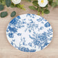 10-Pack French Toile Plastic Party Plates – Blue & White Floral, 10" Round Disposable Dinner Plates