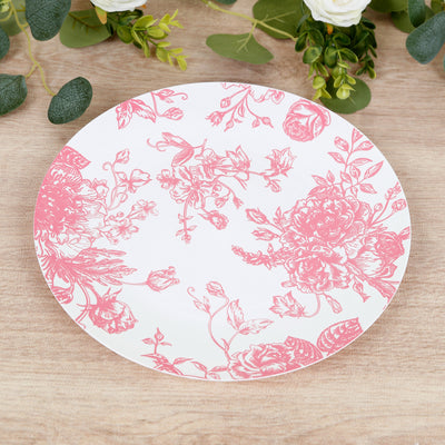 Pink & White French Toile Plastic Party Plates for Beautiful Gatherings