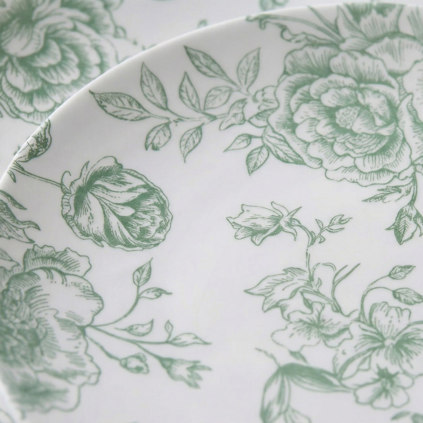 Sage green floral disposable salad plates, set of 10, 7-inch round.