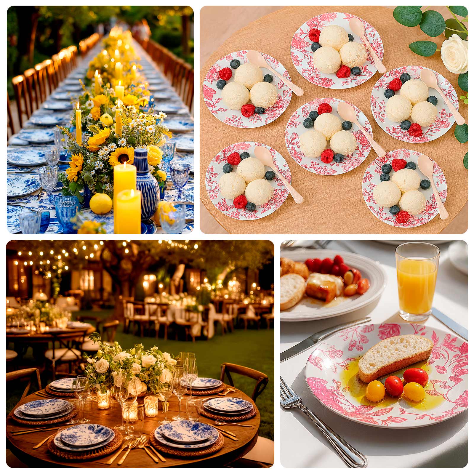 10-Pack French Toile Plastic Party Plates