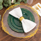 10 Pack | 10" Hunter Emerald Green With Gold Vintage Rim Disposable Dinner Plates With Embossed Scalloped Edges, Plastic Party Plates