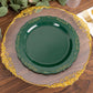 10 Pack | 10" Hunter Emerald Green With Gold Vintage Rim Disposable Dinner Plates With Embossed Scalloped Edges, Plastic Party Plates