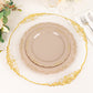 10 Pack | 7" Taupe With Gold Vintage Rim Disposable Salad Plates With Embossed Scalloped Edges, Hard Plastic Dessert Plates