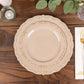 10 Pack | 7" Taupe With Gold Vintage Rim Disposable Salad Plates With Embossed Scalloped Edges, Hard Plastic Dessert Plates