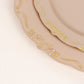 10 Pack | 7" Taupe With Gold Vintage Rim Disposable Salad Plates With Embossed Scalloped Edges, Hard Plastic Dessert Plates