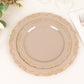 10 Pack | 7" Taupe With Gold Vintage Rim Disposable Salad Plates With Embossed Scalloped Edges, Hard Plastic Dessert Plates