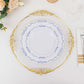 10 Pack White Blue Vintage Rim Disposable Salad Plates Embossed Scalloped Edges, 7" Round Hard Plastic Appetizer Dessert Plates