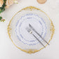 10 Pack White Blue Vintage Rim Disposable Salad Plates Embossed Scalloped Edges, 7" Round Hard Plastic Appetizer Dessert Plates