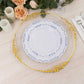 10 Pack White Blue Vintage Rim Disposable Salad Plates Embossed Scalloped Edges, 7" Round Hard Plastic Appetizer Dessert Plates
