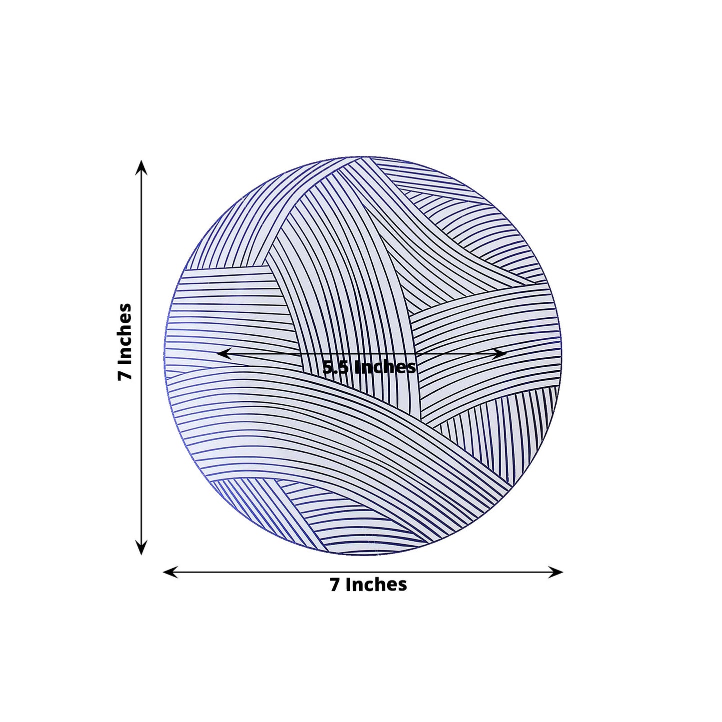 10 Pack White Blue Wave Brush Stroked Disposable Salad Plates, Round Plastic Appetizer Dessert Plates - 7"